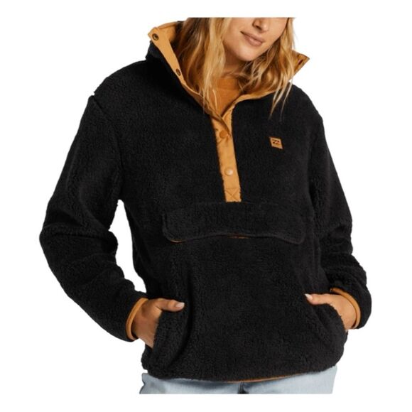 Billabong Switchback Mock Neck Fleece Pullover Sweatshirt Jacket Black Brown Tri - Picture 2 of 16
